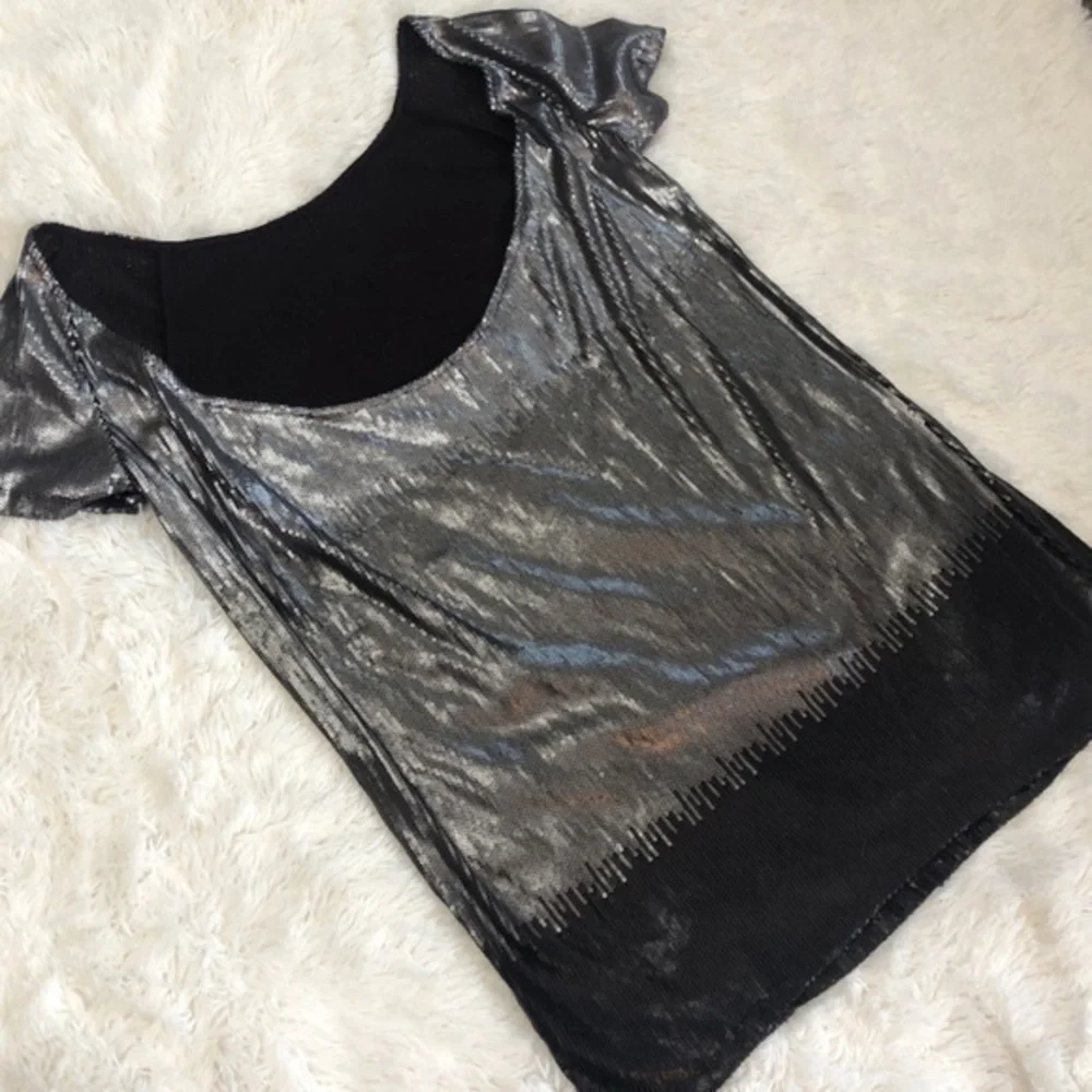 Free People 🖤 Gunmetal Sequined Ombre Backless Oversized Shift Mini Dress, S/XS - Picture 10 of 15